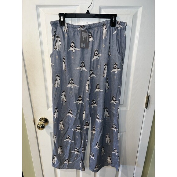 Comfies Siberian Husky Pajama Bottoms Sz L Unisex Lightweight Cotton Blend New - Picture 6 of 6